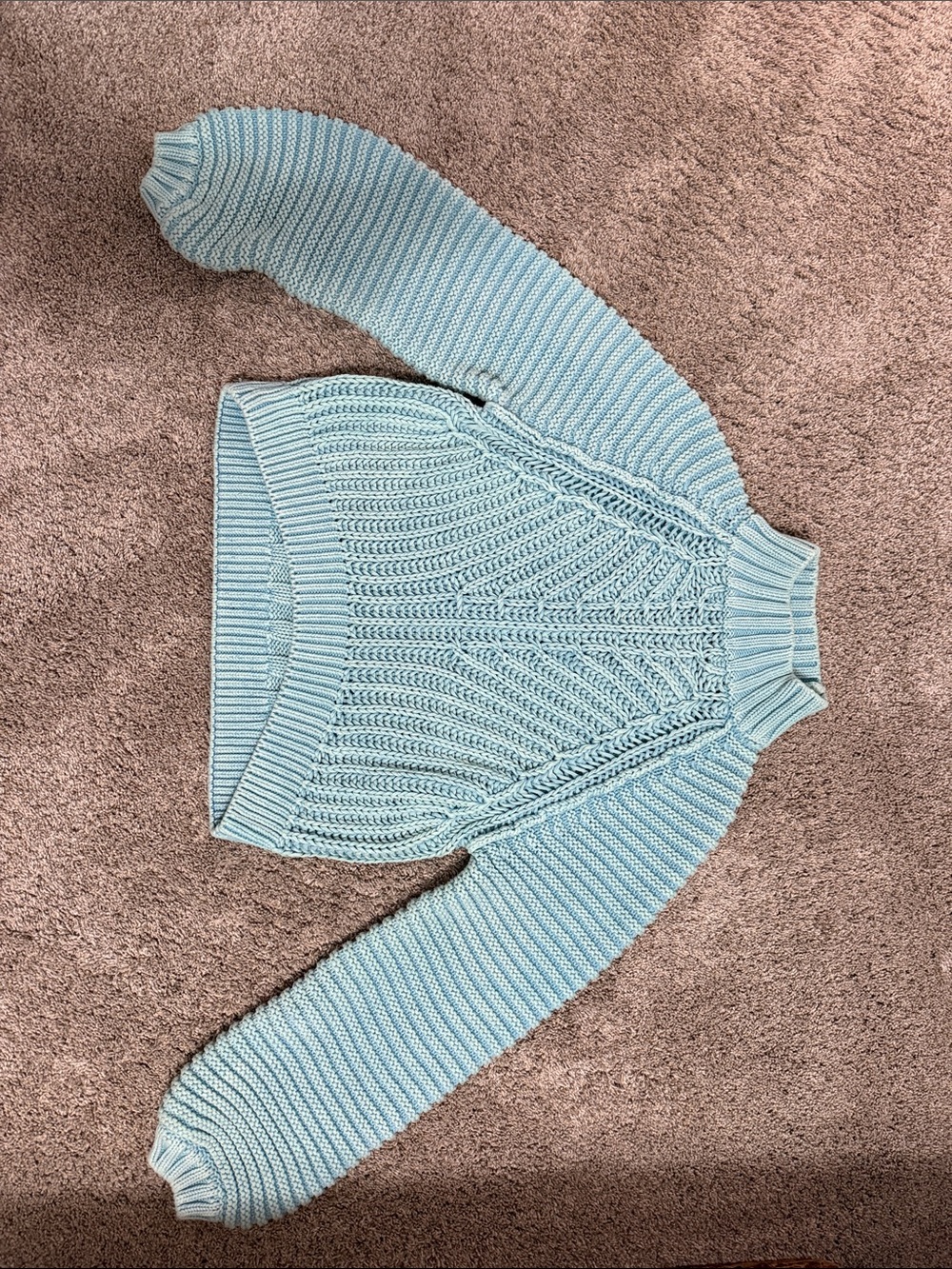 Free People Pale Blue Cable Knit Turtleneck Sweater
